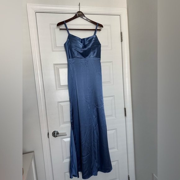 NEW IN BAG Blue Satin Bridesmaid Dress - Picture 3 of 6